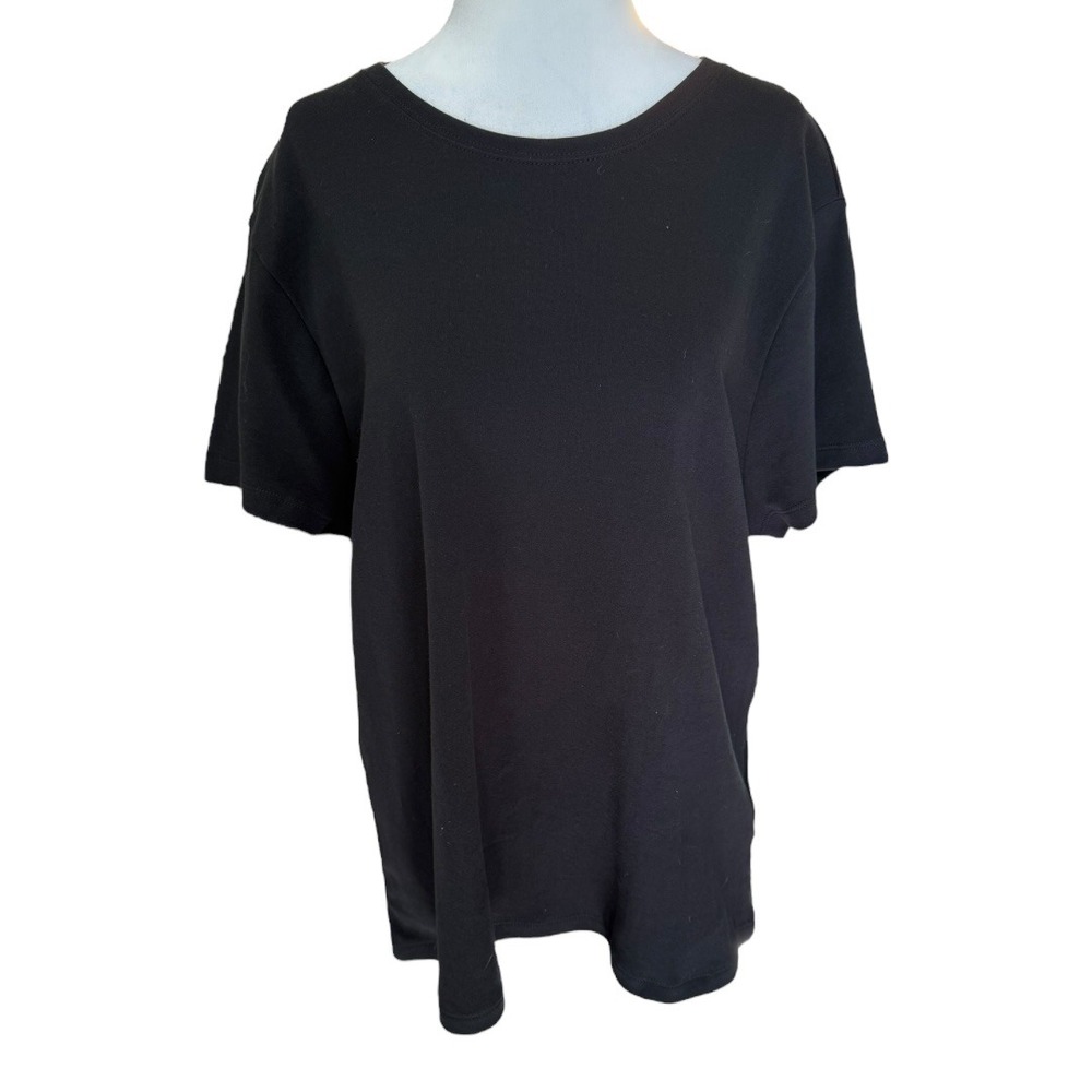 NEW J. Crew Essential Tee Black Cotton‎ Blend Short Sleeve T-Shirt Women's XXL
